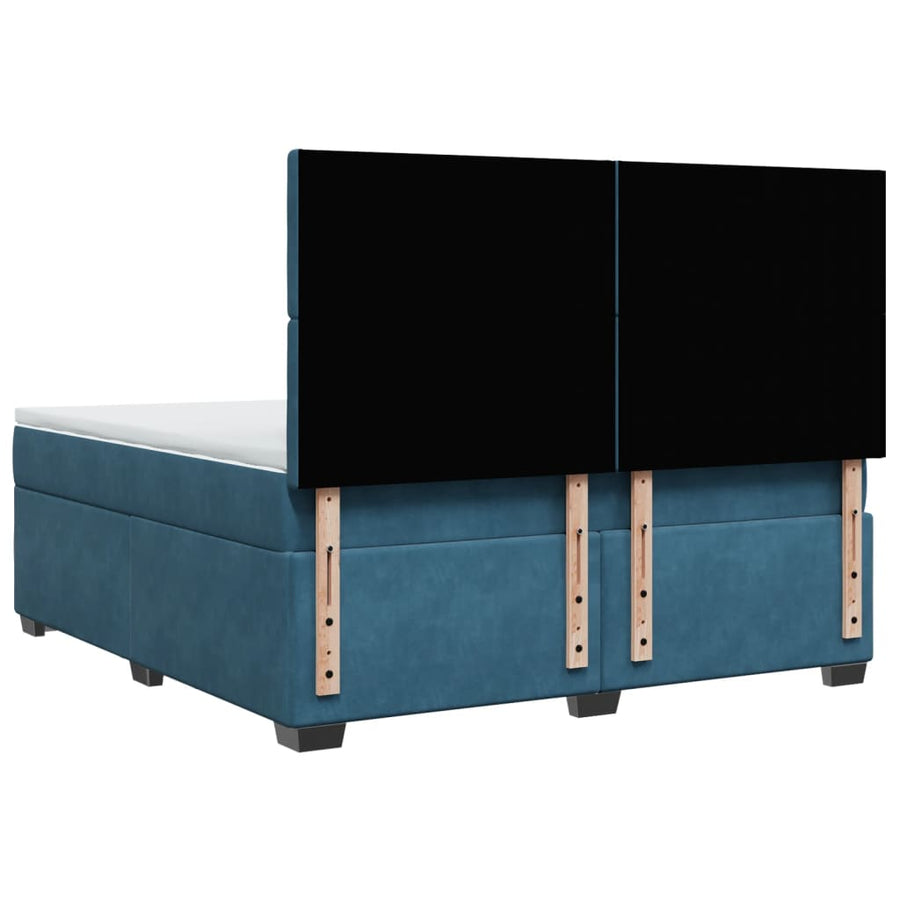 Boxspring met matras fluweel blauw 180x200 cm