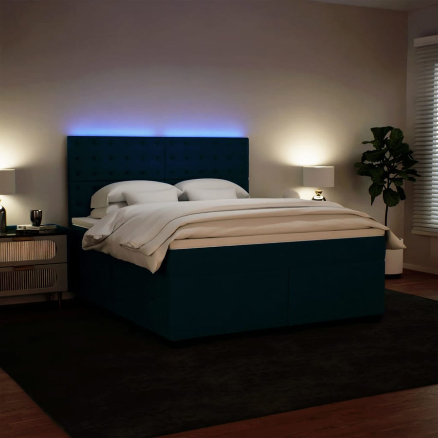Boxspring met matras fluweel blauw 180x200 cm
