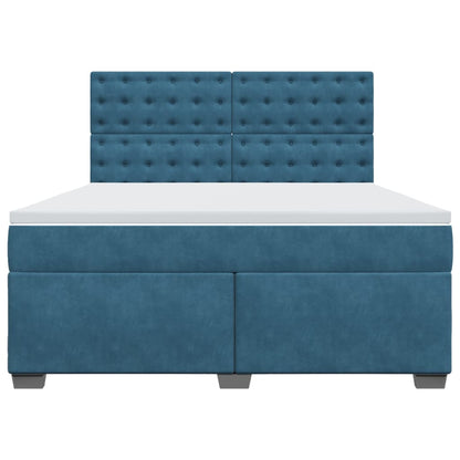 Boxspring met matras fluweel blauw 180x200 cm