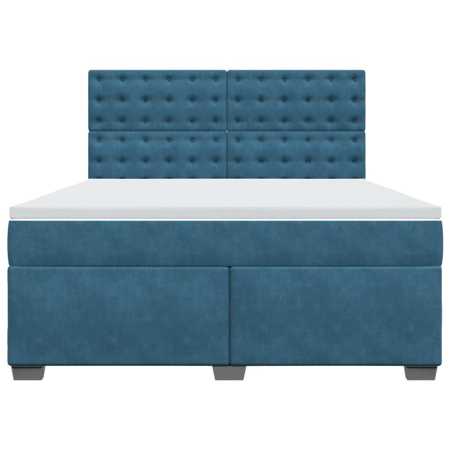 Boxspring met matras fluweel blauw 180x200 cm