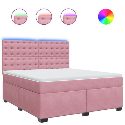 Boxspring met matras fluweel roze 180x200 cm