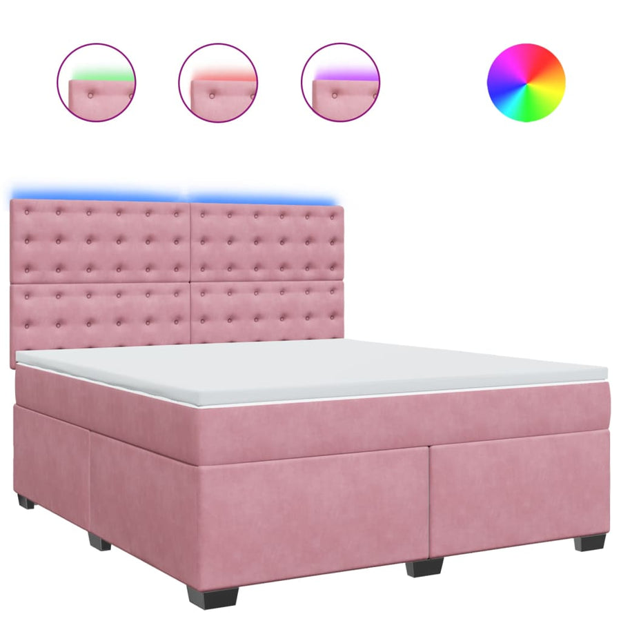 Boxspring met matras fluweel roze 180x200 cm