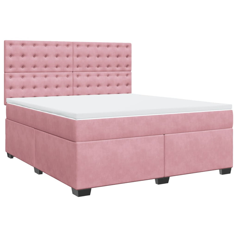 Boxspring met matras fluweel roze 180x200 cm