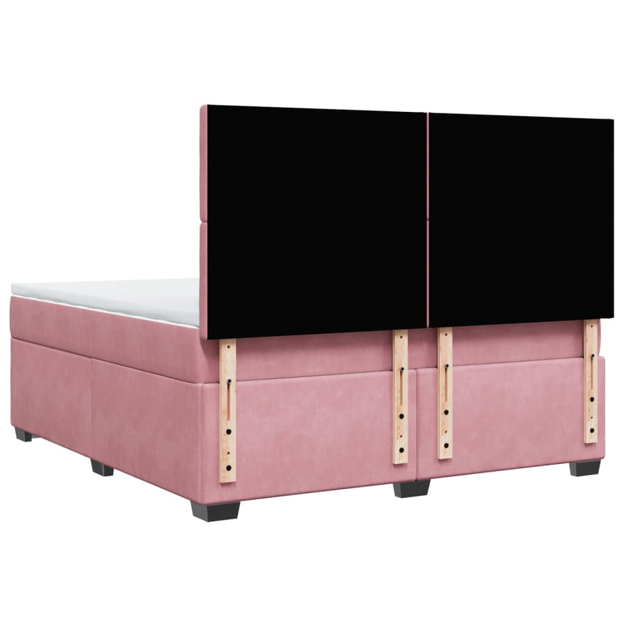 Boxspring met matras fluweel roze 180x200 cm