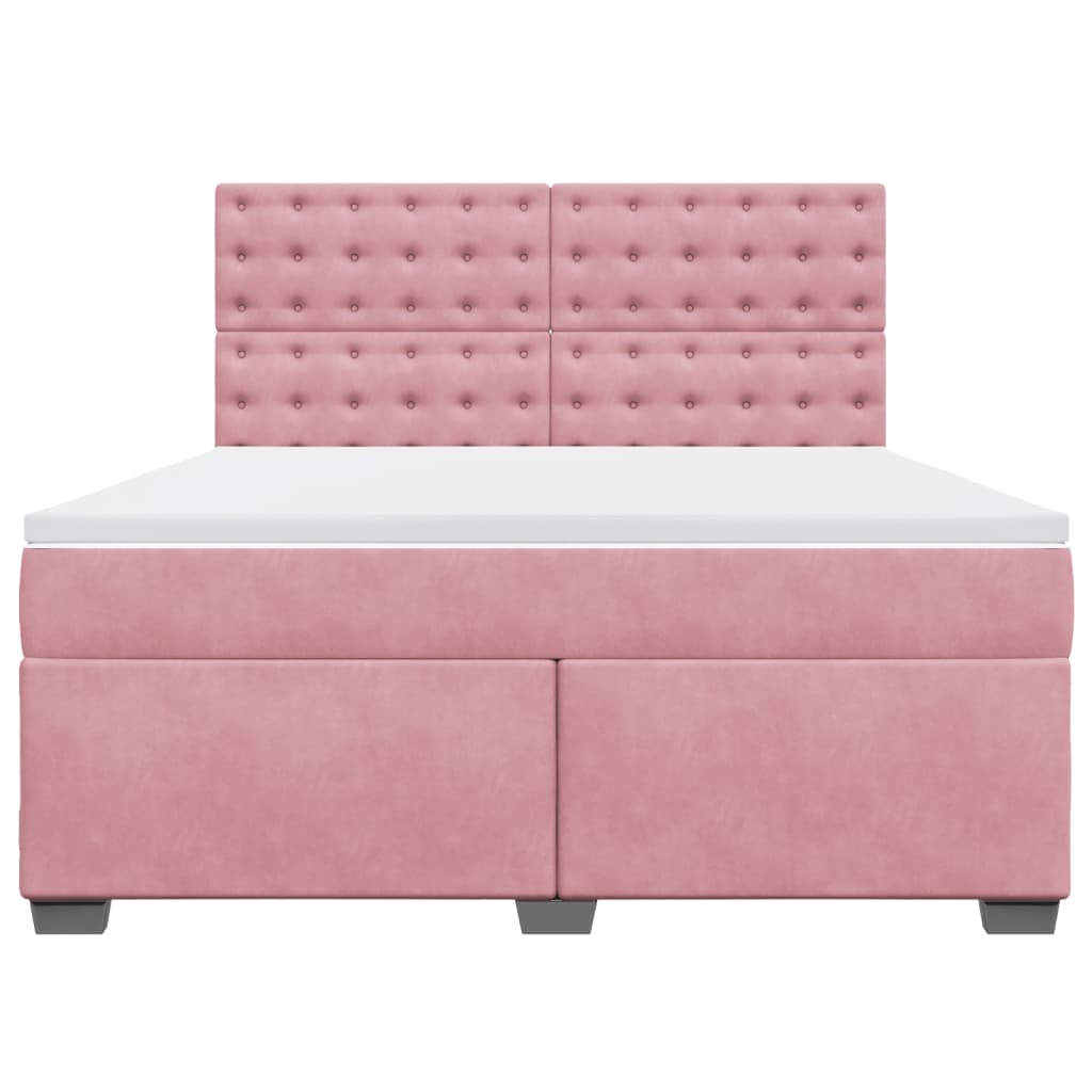 Boxspring met matras fluweel roze 180x200 cm