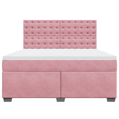 Boxspring met matras fluweel roze 180x200 cm