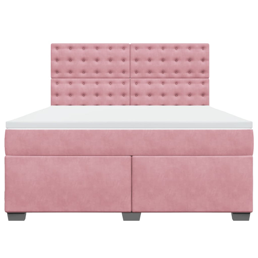 Boxspring met matras fluweel roze 180x200 cm