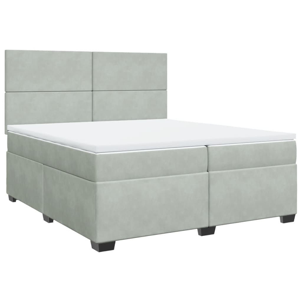 Boxspring met matras fluweel lichtgrijs 200x200 cm