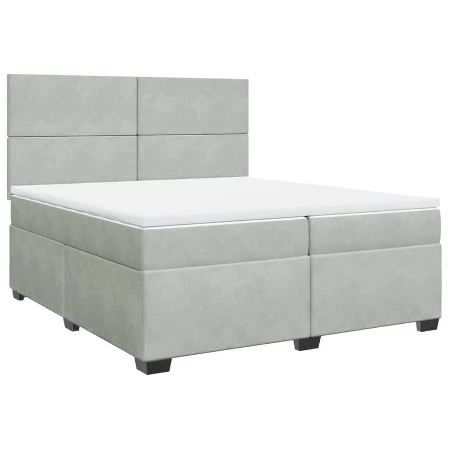 Boxspring met matras fluweel lichtgrijs 200x200 cm