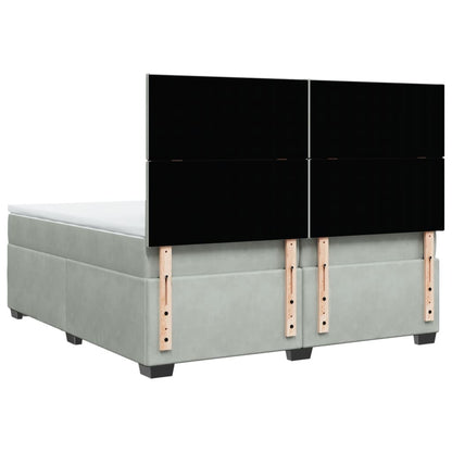Boxspring met matras fluweel lichtgrijs 200x200 cm