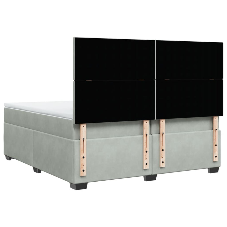 Boxspring met matras fluweel lichtgrijs 200x200 cm