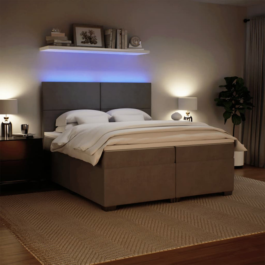 Boxspring met matras fluweel lichtgrijs 200x200 cm