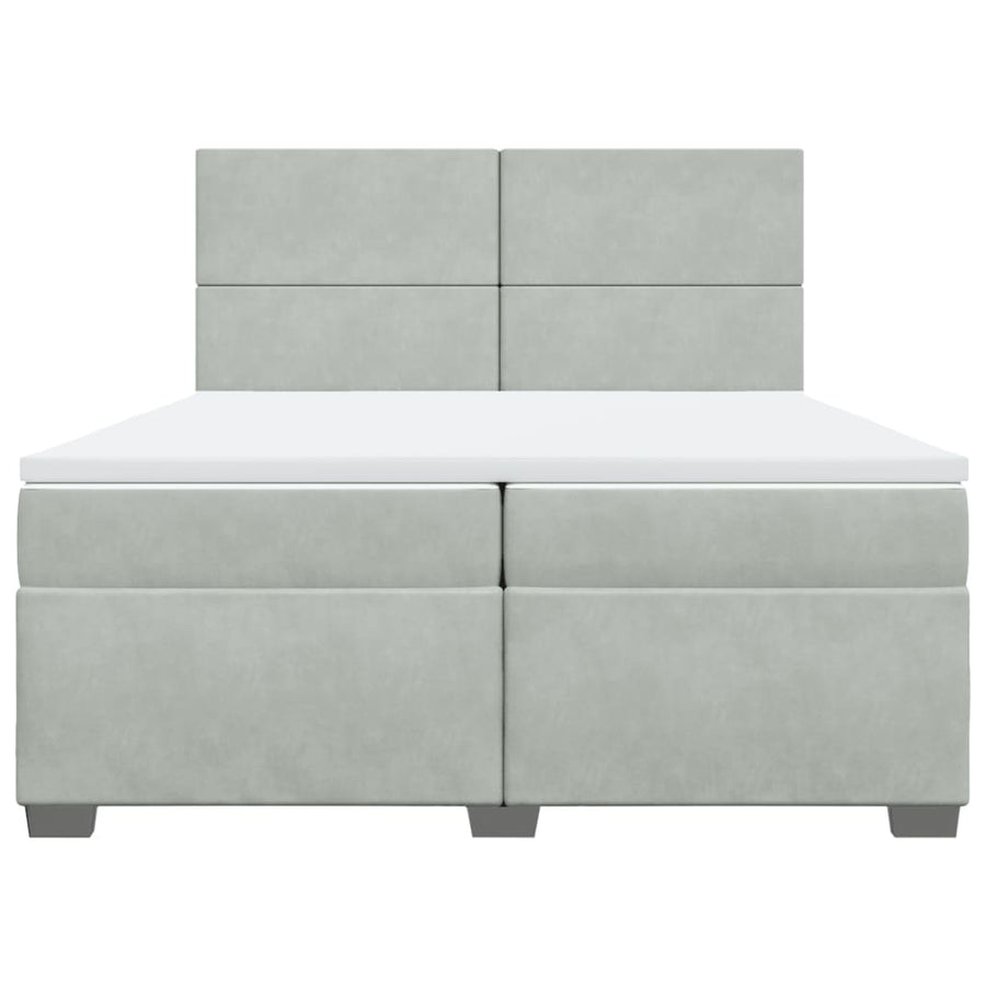 Boxspring met matras fluweel lichtgrijs 200x200 cm