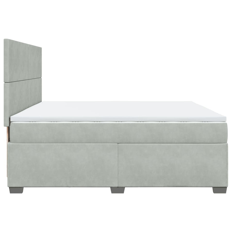Boxspring met matras fluweel lichtgrijs 200x200 cm