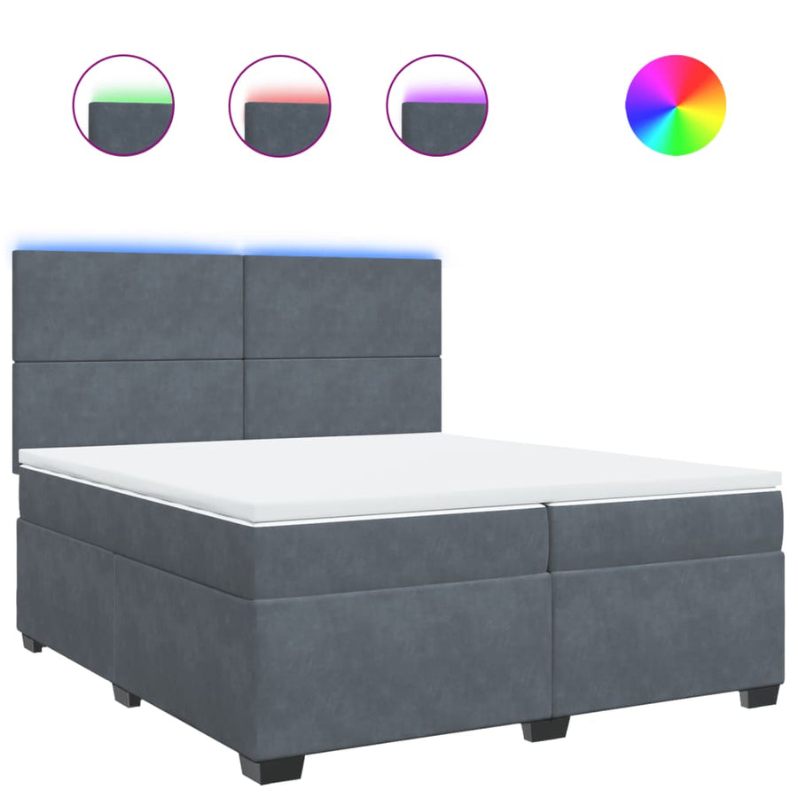 Boxspring met matras fluweel donkergrijs 200x200 cm