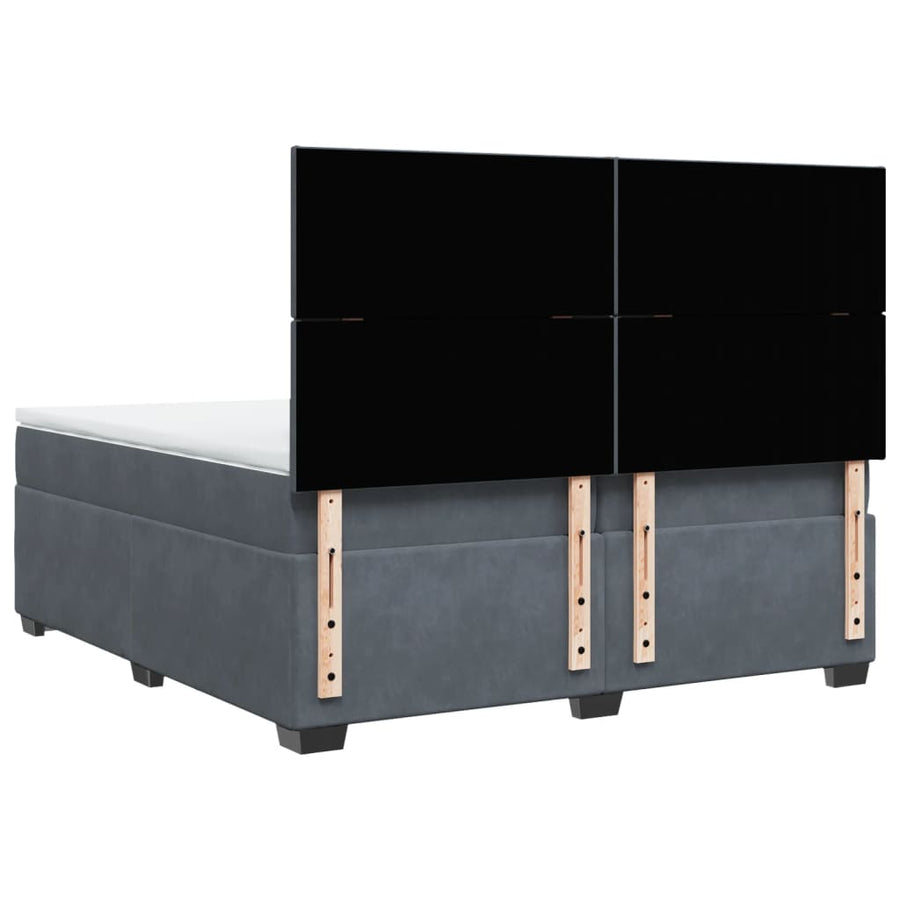 Boxspring met matras fluweel donkergrijs 200x200 cm