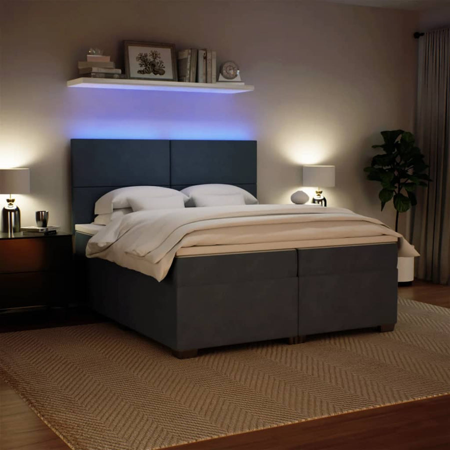 Boxspring met matras fluweel donkergrijs 200x200 cm