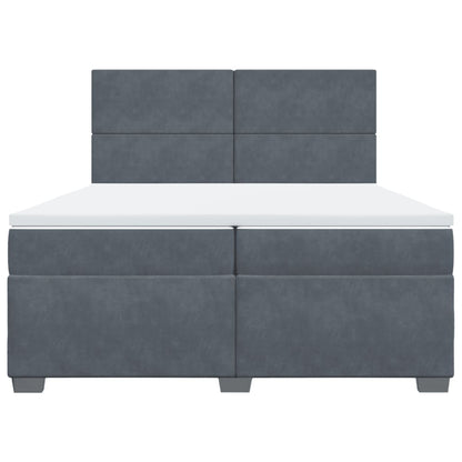 Boxspring met matras fluweel donkergrijs 200x200 cm