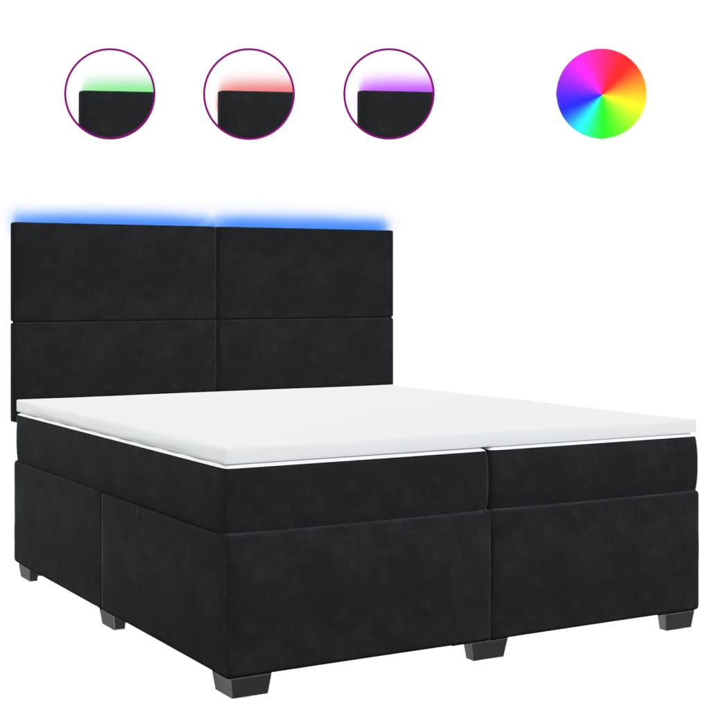 Boxspring met matras fluweel zwart 200x200 cm