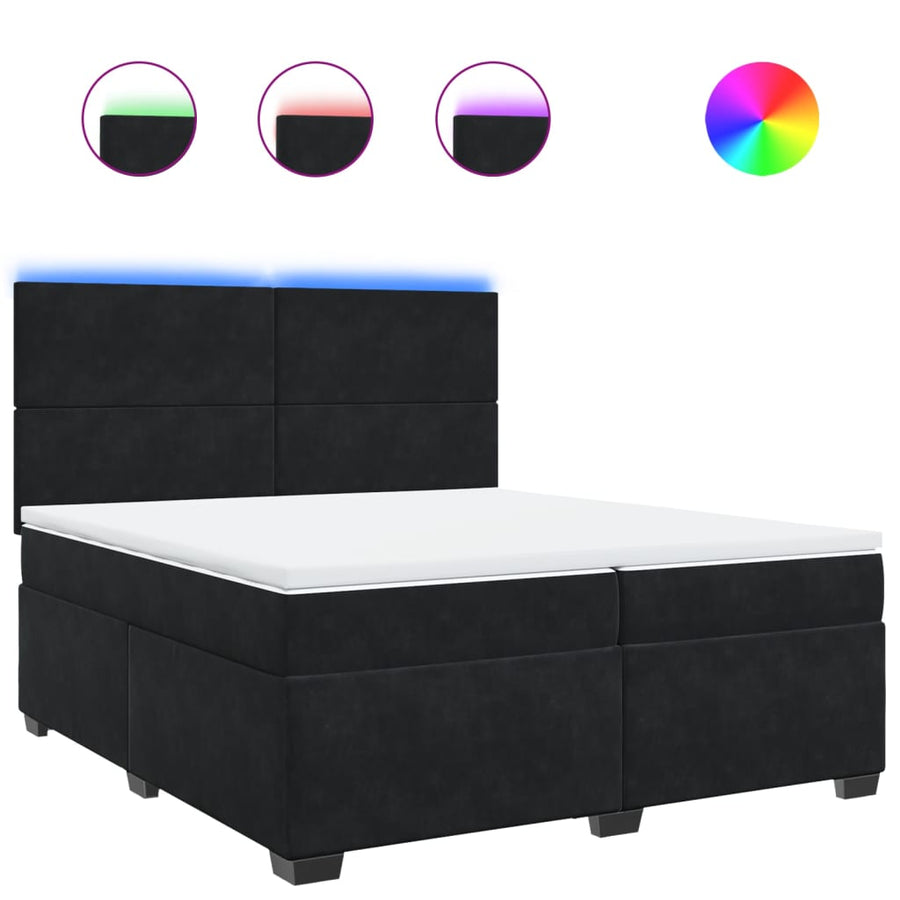 Boxspring met matras fluweel zwart 200x200 cm