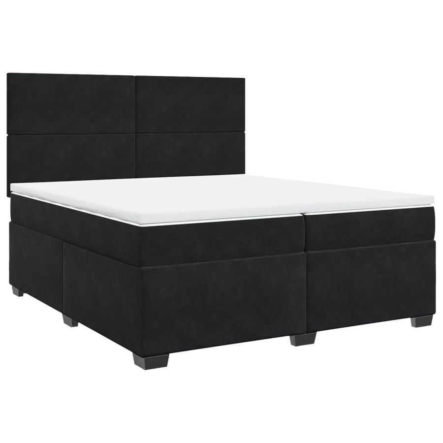 Boxspring met matras fluweel zwart 200x200 cm