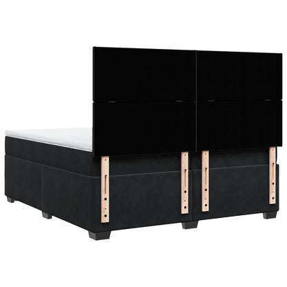 Boxspring met matras fluweel zwart 200x200 cm