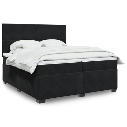 Boxspring met matras fluweel zwart 200x200 cm