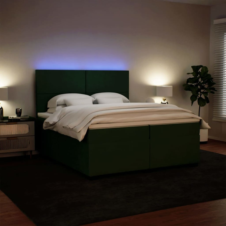 Boxspring met matras fluweel donkergroen 200x200 cm