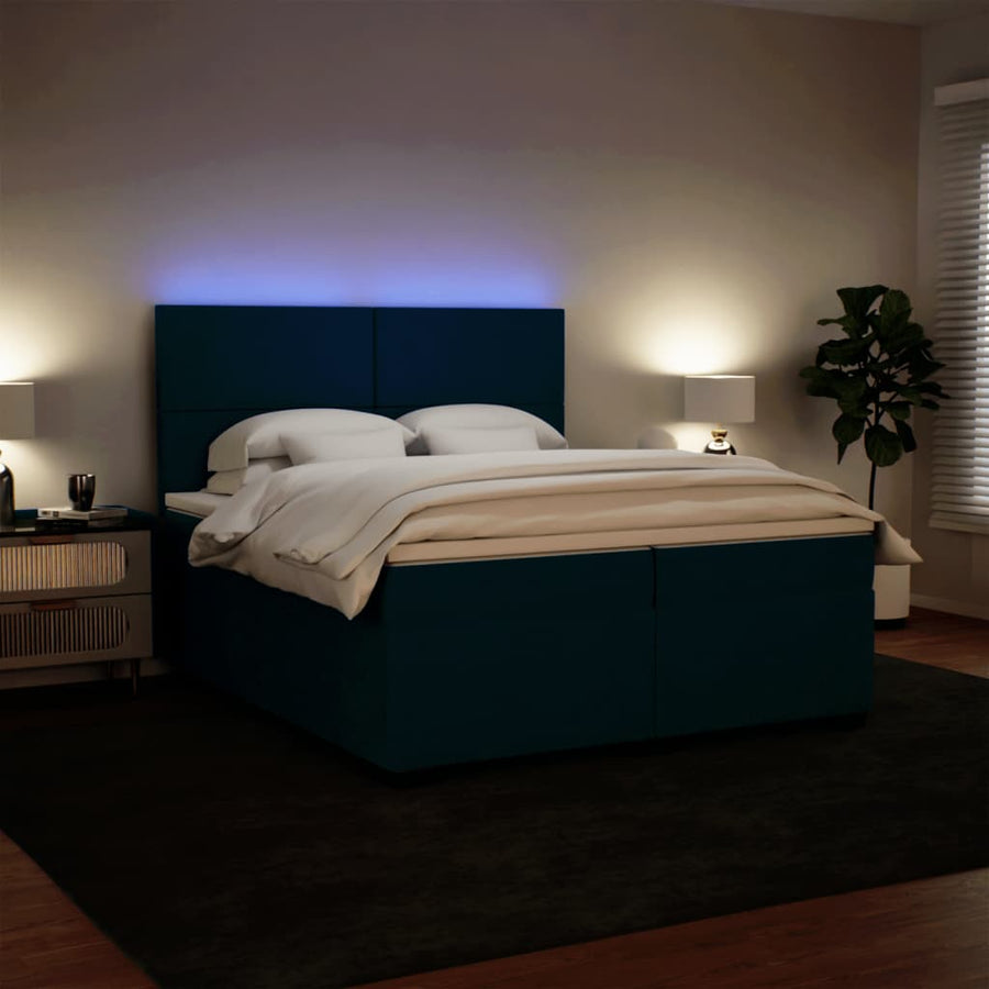 Boxspring met matras fluweel blauw 200x200 cm