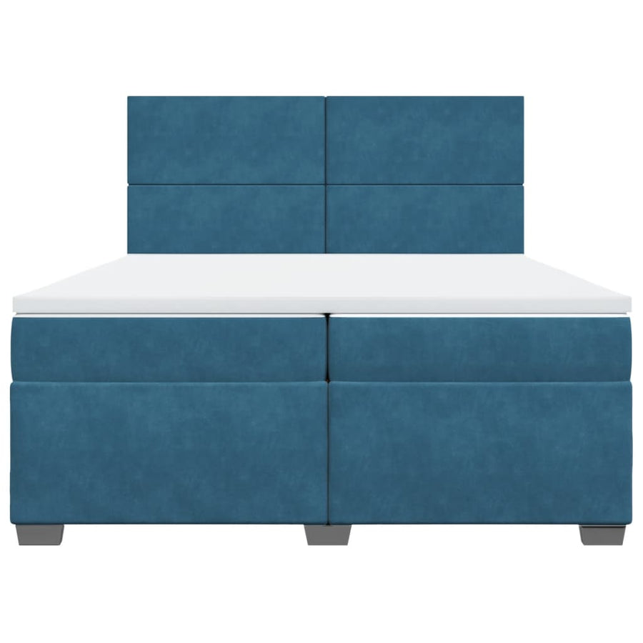Boxspring met matras fluweel blauw 200x200 cm