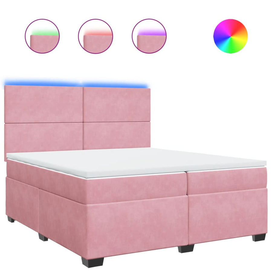 Boxspring met matras fluweel roze 200x200 cm