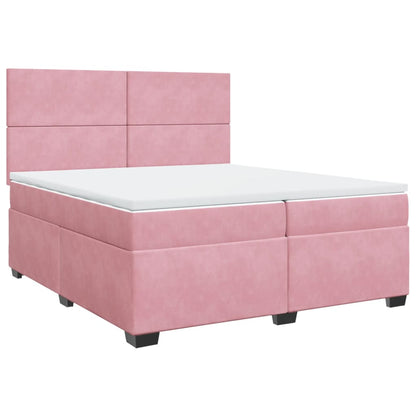 Boxspring met matras fluweel roze 200x200 cm