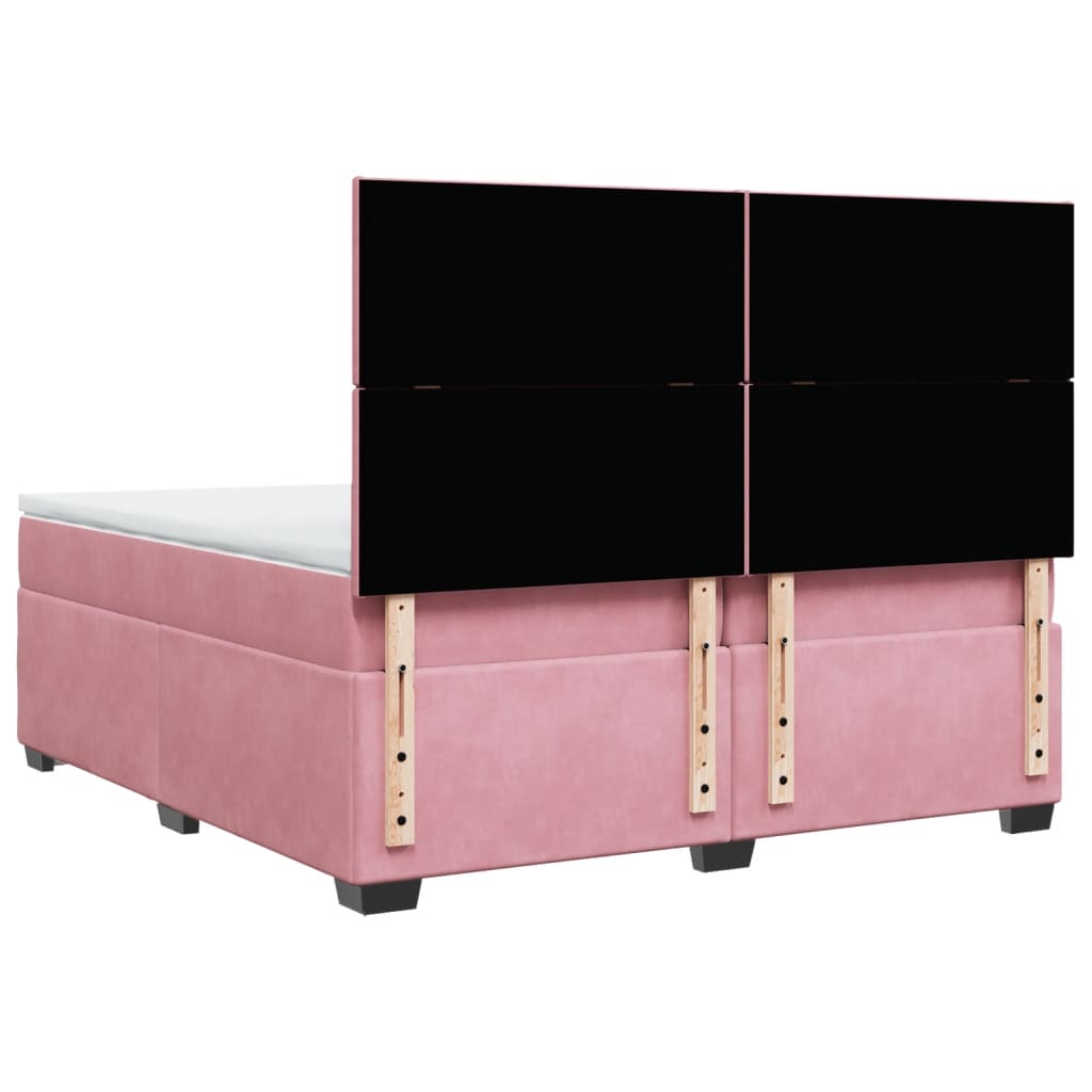 Boxspring met matras fluweel roze 200x200 cm