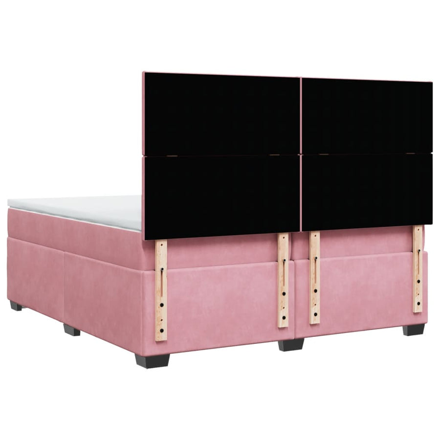 Boxspring met matras fluweel roze 200x200 cm