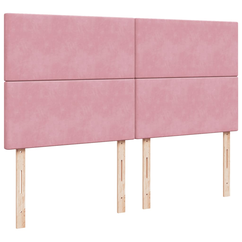 Boxspring met matras fluweel roze 200x200 cm