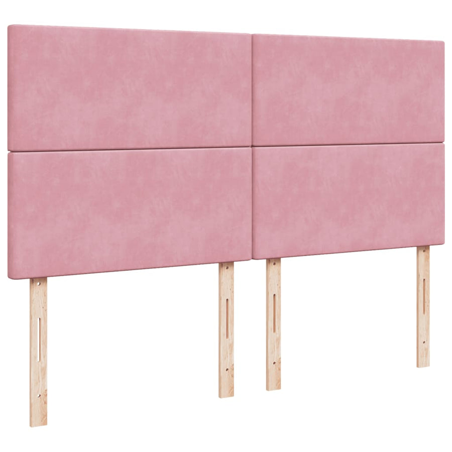 Boxspring met matras fluweel roze 200x200 cm