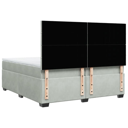 Boxspring met matras fluweel lichtgrijs 200x200 cm