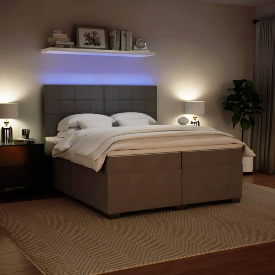 Boxspring met matras fluweel lichtgrijs 200x200 cm