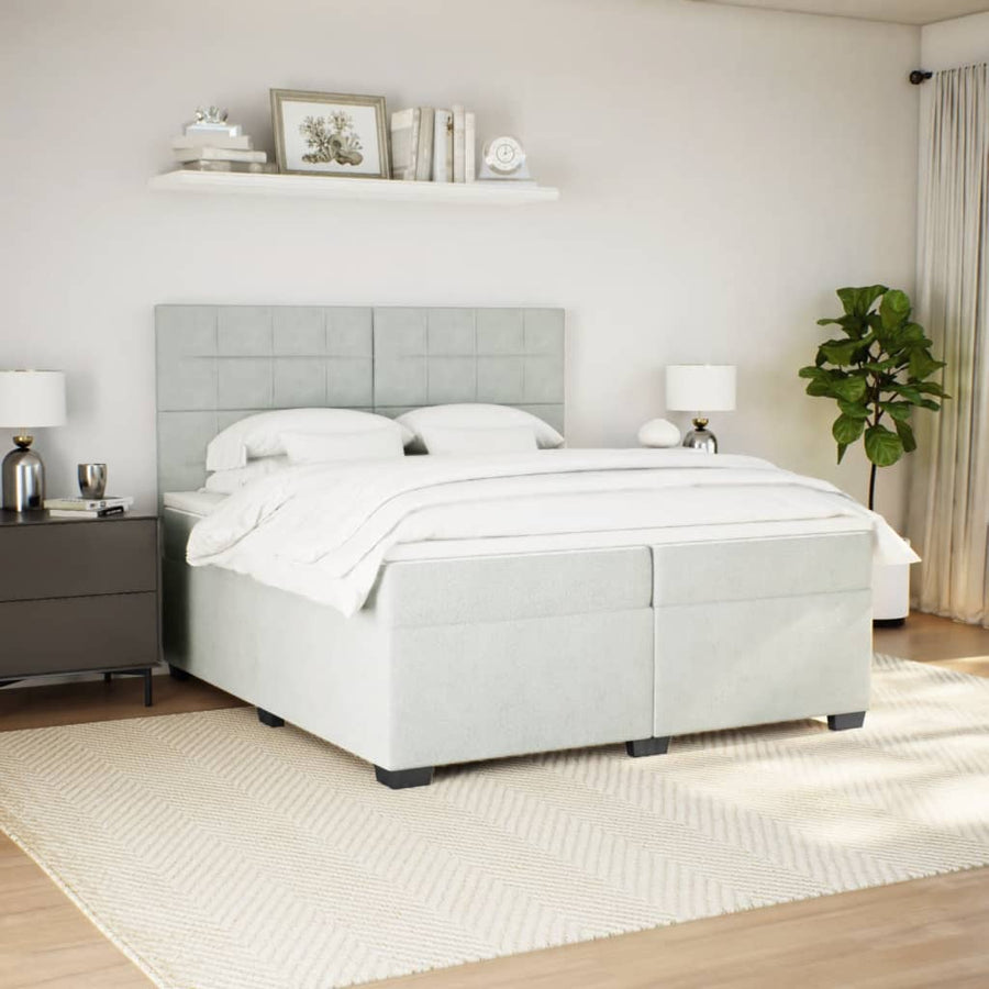 Boxspring met matras fluweel lichtgrijs 200x200 cm