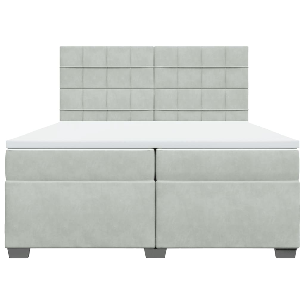 Boxspring met matras fluweel lichtgrijs 200x200 cm