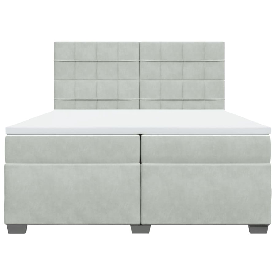 Boxspring met matras fluweel lichtgrijs 200x200 cm