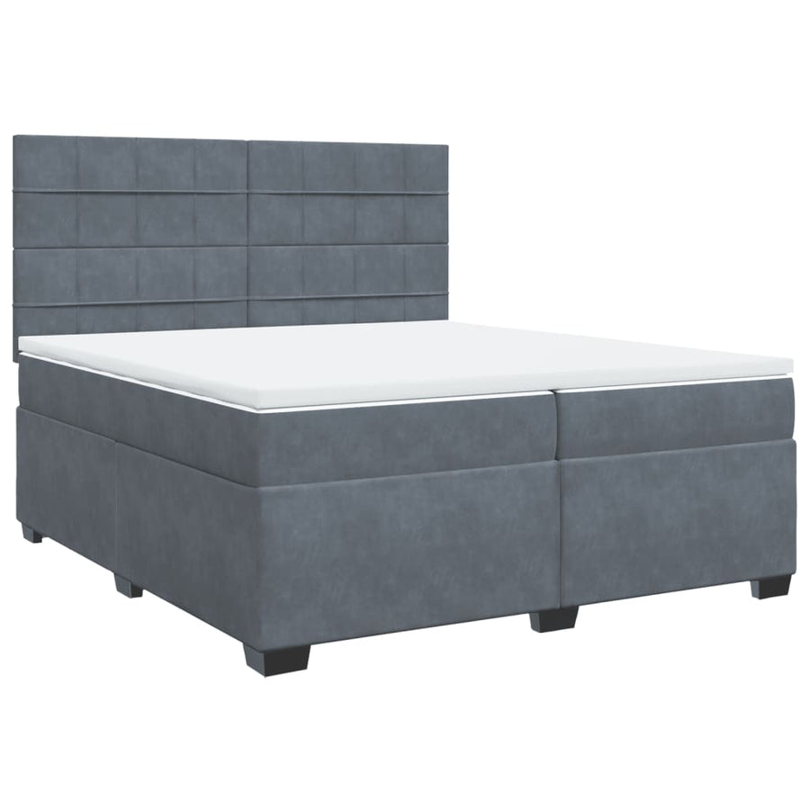 Boxspring met matras fluweel donkergrijs 200x200 cm