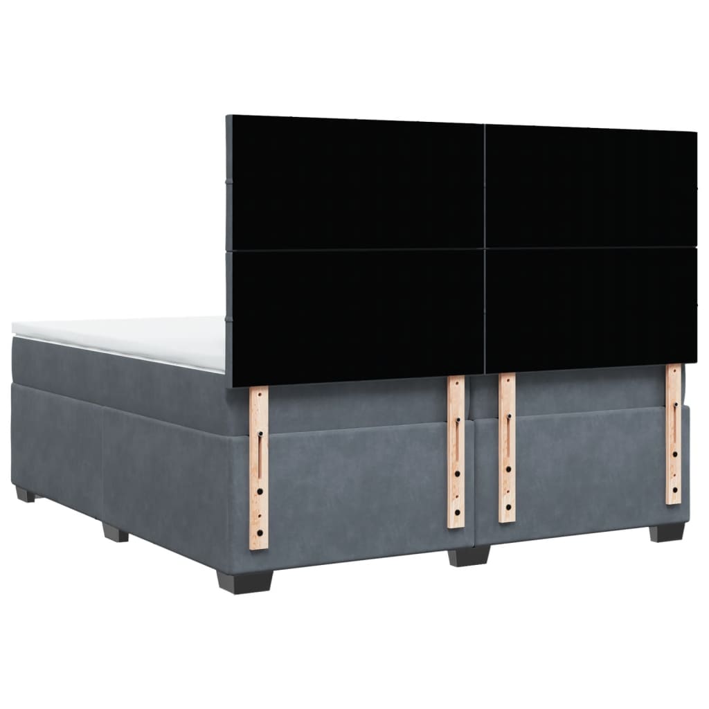 Boxspring met matras fluweel donkergrijs 200x200 cm