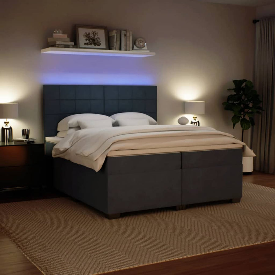 Boxspring met matras fluweel donkergrijs 200x200 cm