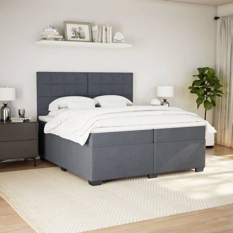 Boxspring met matras fluweel donkergrijs 200x200 cm