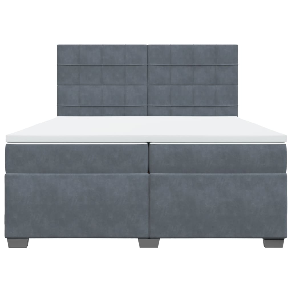 Boxspring met matras fluweel donkergrijs 200x200 cm