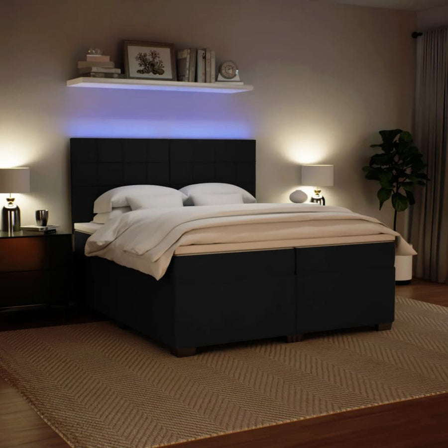 Boxspring met matras fluweel zwart 200x200 cm