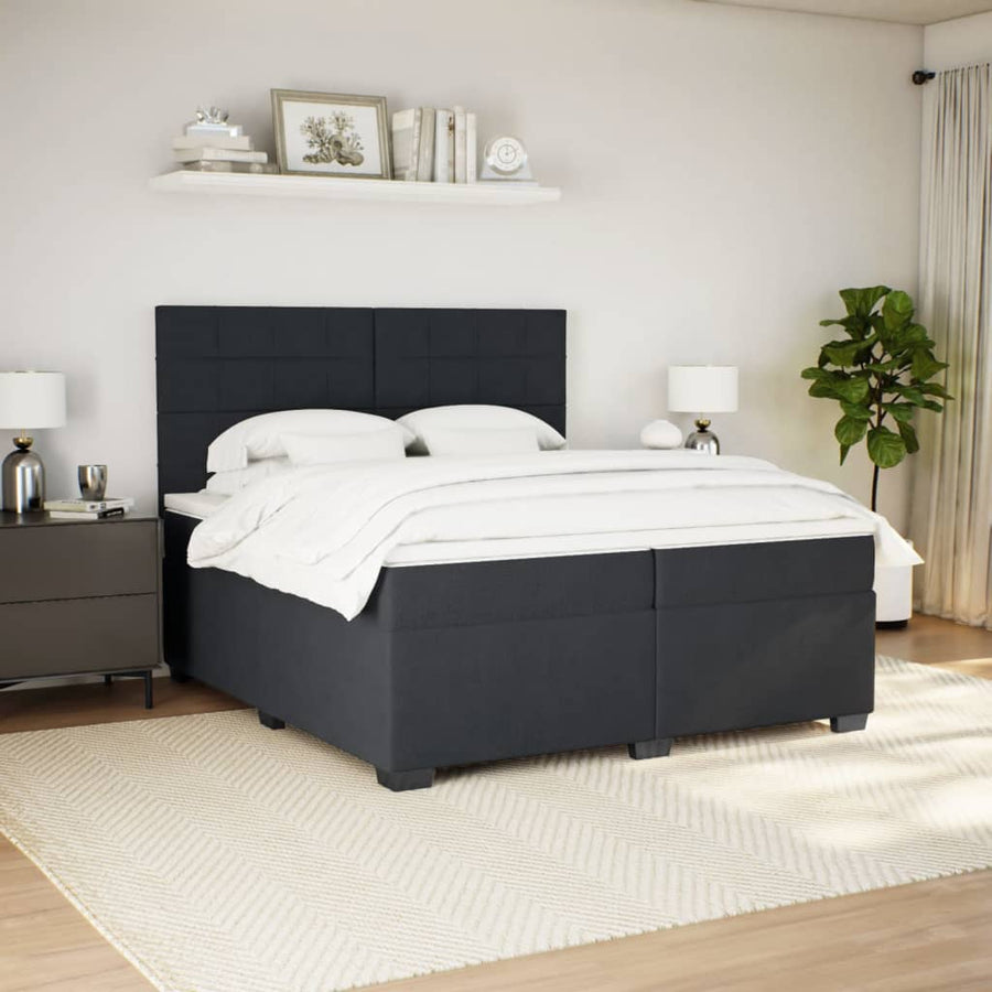 Boxspring met matras fluweel zwart 200x200 cm