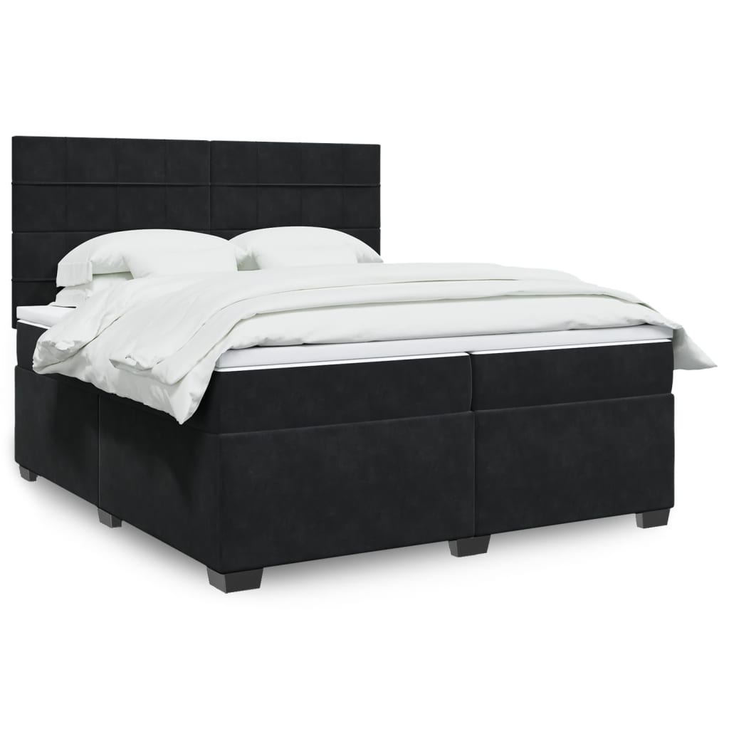 Boxspring met matras fluweel zwart 200x200 cm