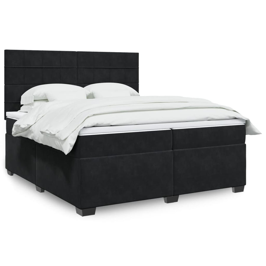 Boxspring met matras fluweel zwart 200x200 cm